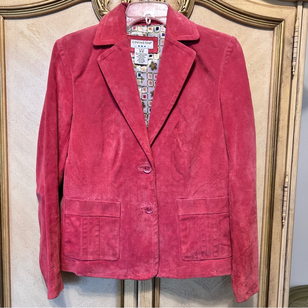 Covington Women's Coral Pink Leather Suede Jacket